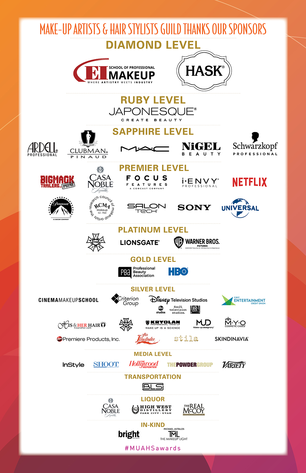 Sponsors 7th Annual Make Up Hair Stylists Guild Awards Local 706